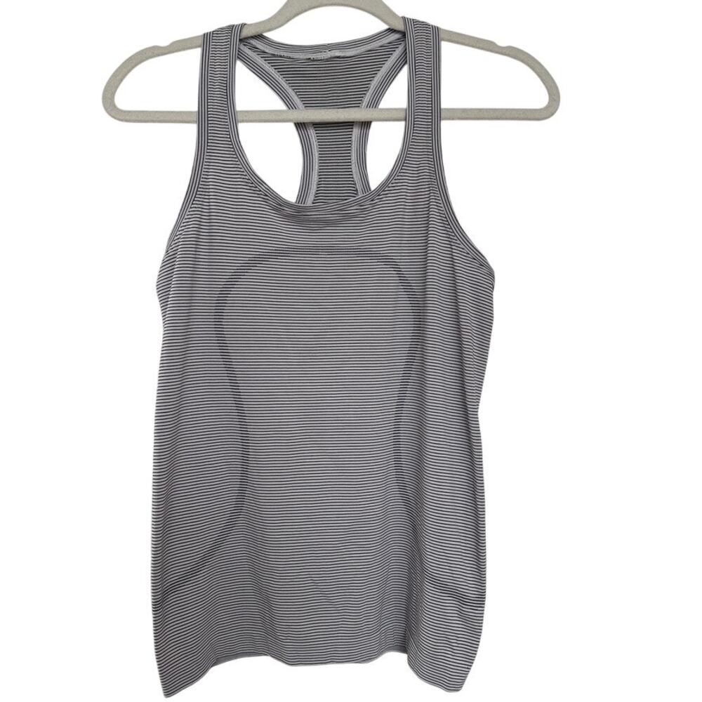 Lululemon Run Swiftly Tech Racerback Black & White Striped Tank Top Size 6